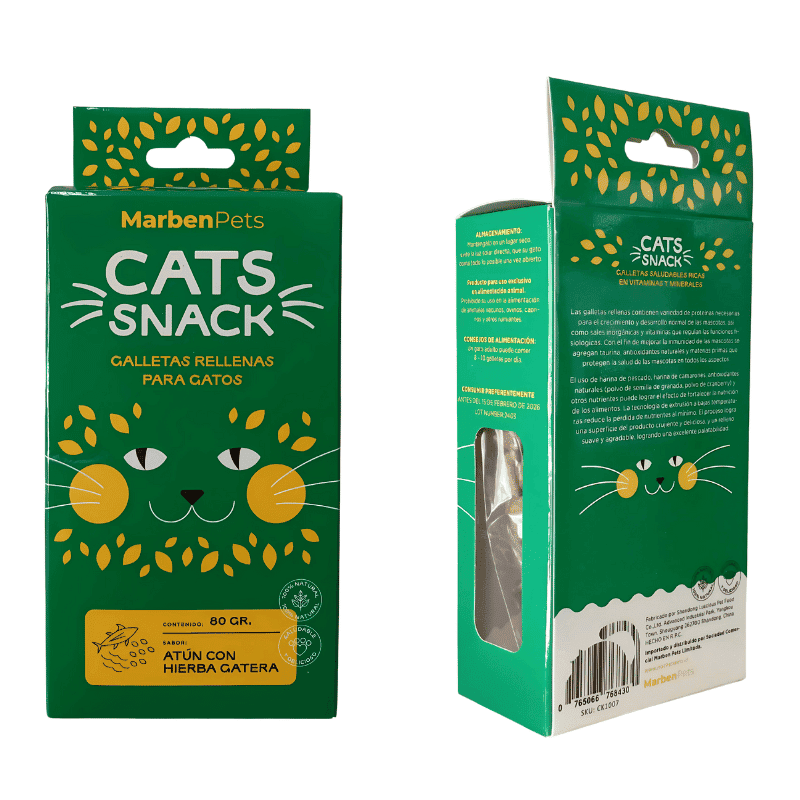 Cats snack galleta rellena atún con hierba gatera 80 g