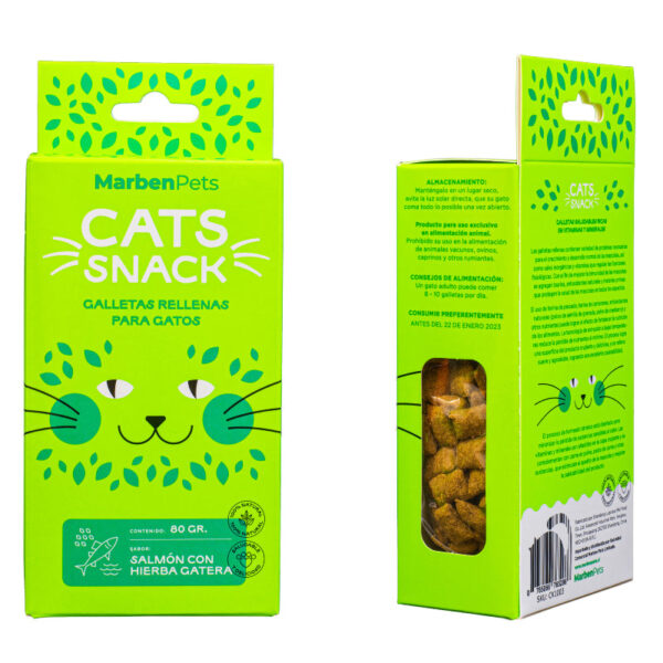 Cats snack galleta rellena salmón con hierba gatera 80 g