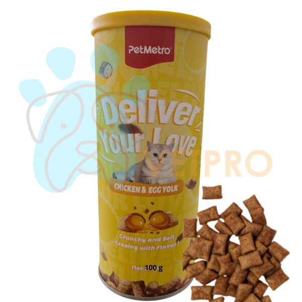 PetMetro gato galleta crujiente rellena pollo 100 g