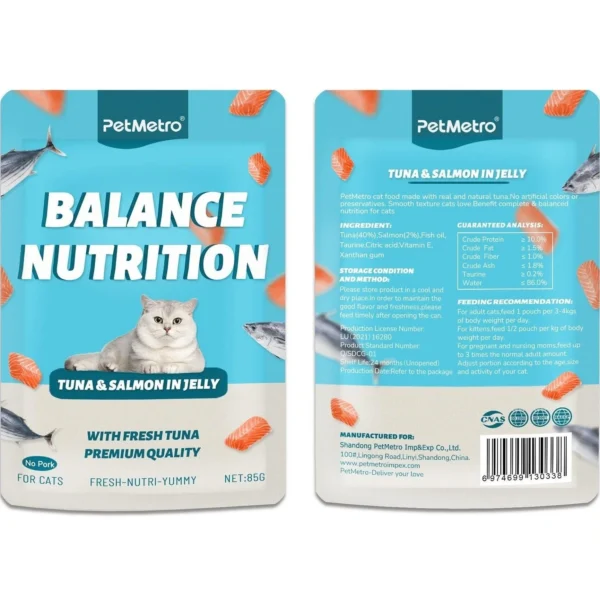 Petmetro cat pouch jelly atún & salmón 85 g
